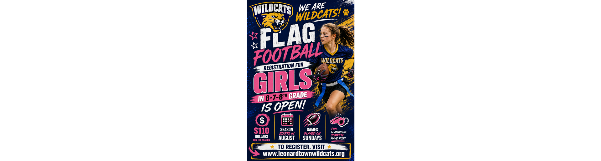 6th, 7th, 8th Grade Girls Flag Football!!!